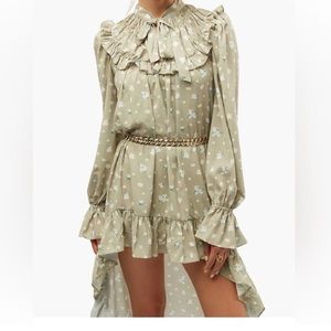 WeWoreWhat Floral Tie Neck Long Sleeve High-Low Dress size Medium